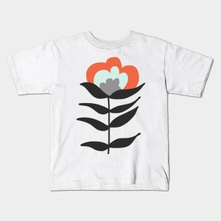 Pink And Blue Flowers On Green Background Kids T-Shirt